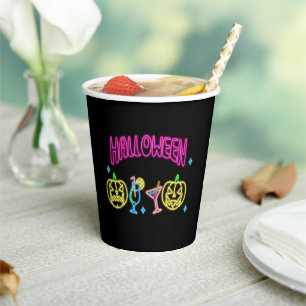 Halloween Neon Look Pumpkin Cocktail Party Paper Cups