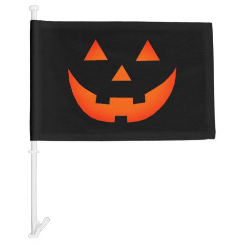 Halloween neon orange Jack o lantern pumpkin face Car Flag