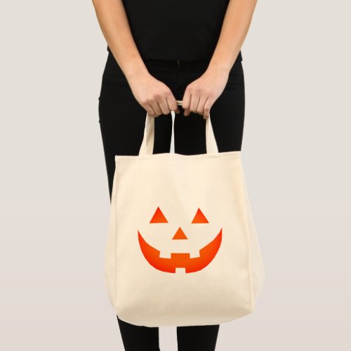 Halloween neon orange Jack o lantern pumpkin face Tote Bag