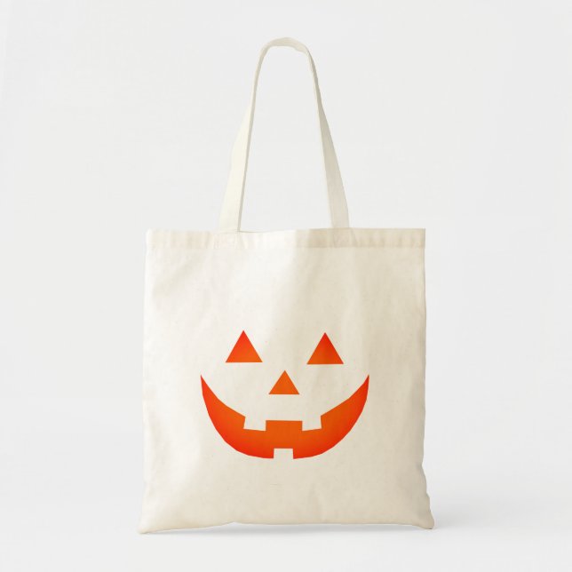 Halloween neon orange Jack o lantern pumpkin face  Tote Bag (Front)
