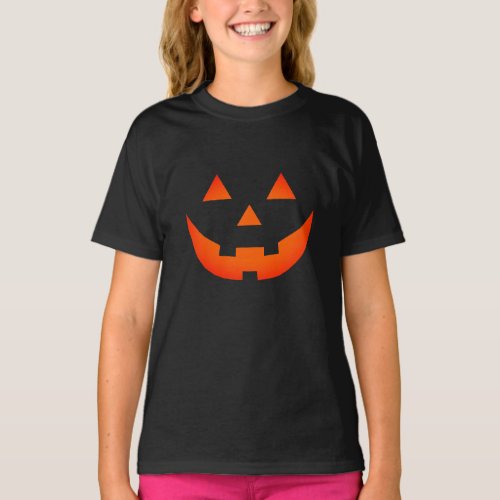 Halloween neon orange Jack o lantern pumpkin kids T_Shirt