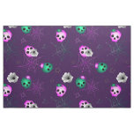 Halloween neon pink and green glowing sculls fabric