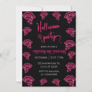 Halloween Neon Vampire Party Invitation