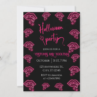 Halloween Neon Vampire Party Invitation