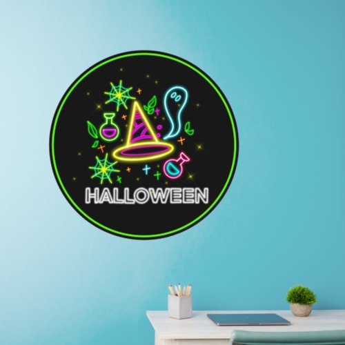 Halloween Neon Witch Hat Ghost Web etc 36 sq Wall Decal