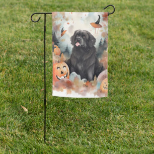 Halloween Newfoundland With Pumpkins Scary Garden Flag