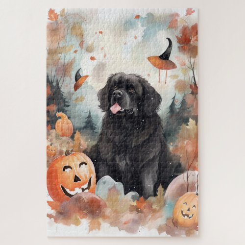 Halloween Newfoundland With Pumpkins Scary  Jigsaw Puzzle