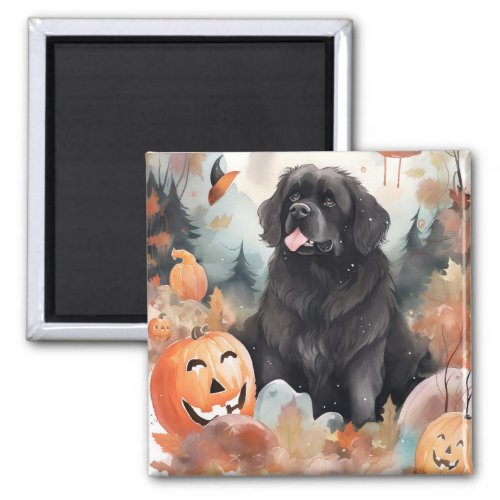 Halloween Newfoundland With Pumpkins Scary  Magnet