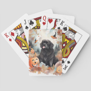 Halloween Newfoundland With Pumpkins Scary Poker Cards
