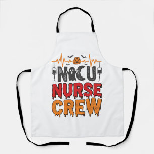 Halloween NICU Nurse Crew Vintage Typography Shirt Apron