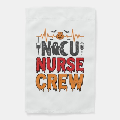 Halloween NICU Nurse Crew Vintage Typography Shirt Garden Flag