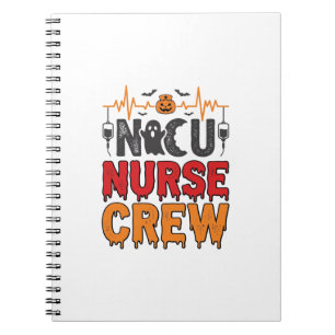 Halloween NICU Nurse Crew Vintage Typography Shirt Notebook