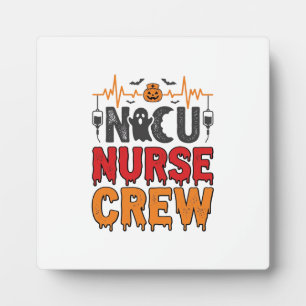 Halloween NICU Nurse Crew Vintage Typography Shirt Plaque