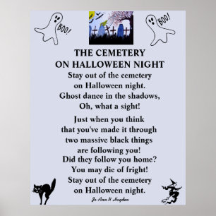 HALLOWEEN NIGHT AT THE CEMETERY POSTER