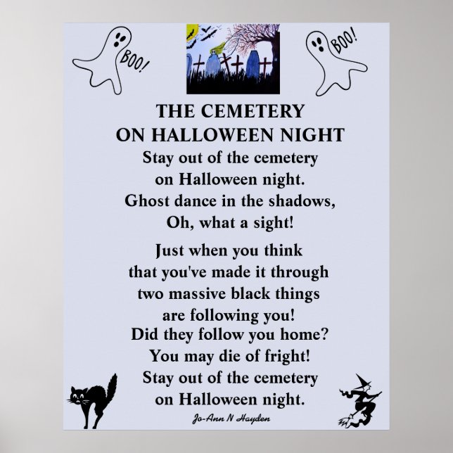 HALLOWEEN NIGHT AT THE CEMETERY POSTER (Front)