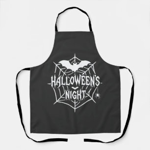 Halloween Night Bat Spider Web Vector Design_1 Apron