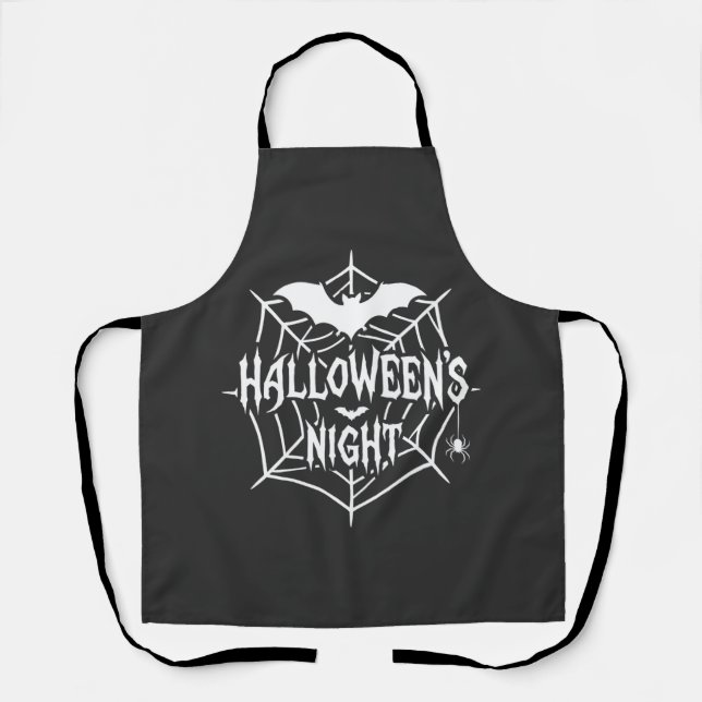 Halloween Night Bat Spider Web Vector Design_1 Apron (Front)
