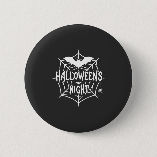 Halloween Night Bat Spider Web Vector Design_1 Button (Front)