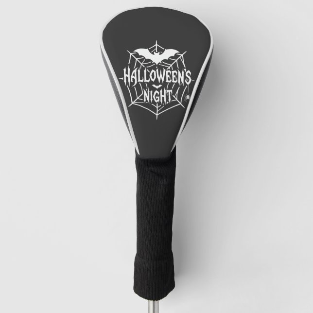Halloween Night Bat Spider Web Vector Design_1 Golf Head Cover (Front)