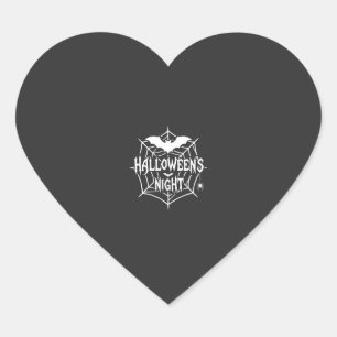 Halloween Night Bat Spider Web Vector Design_1 Heart Sticker