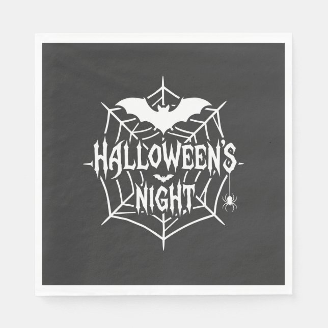 Halloween Night Bat Spider Web Vector Design_1 Napkins (Front)