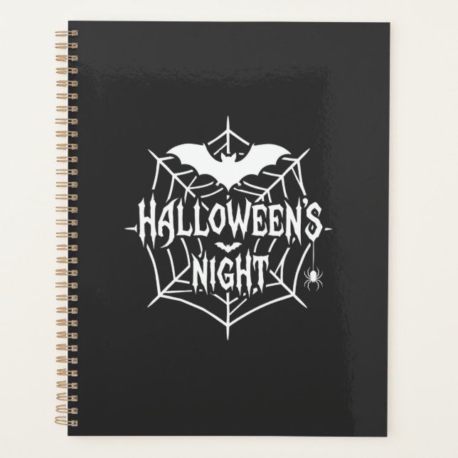 Halloween Night Bat Spider Web Vector Design_1 Planner (Front)
