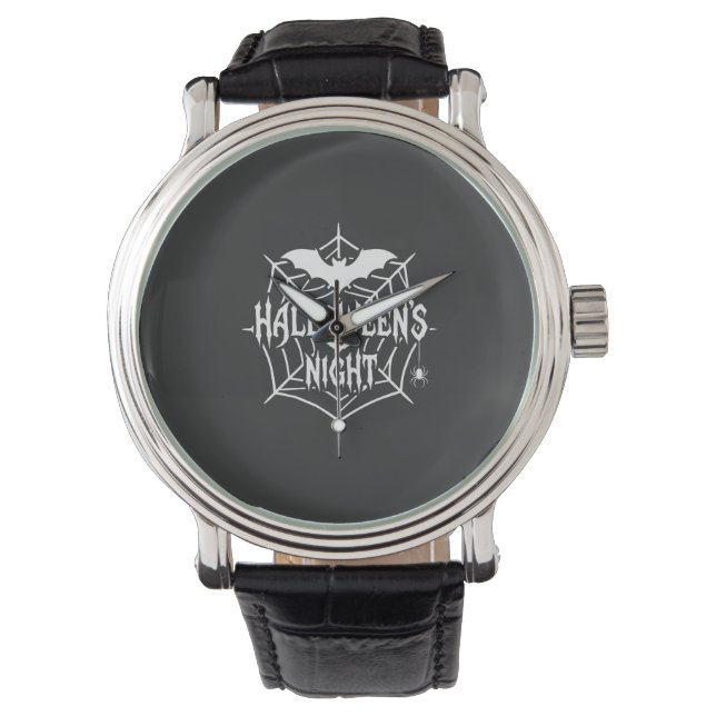 Halloween Night Bat Spider Web Vector Design_1 Watch (Front)