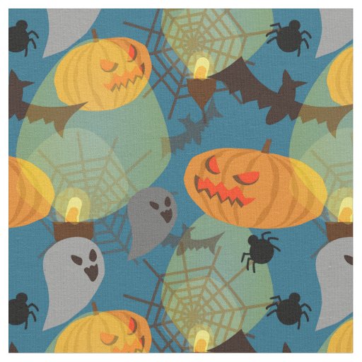 Halloween Night Blue Fabric