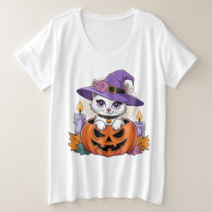 Halloween Night Cat Plus Size T-Shirt