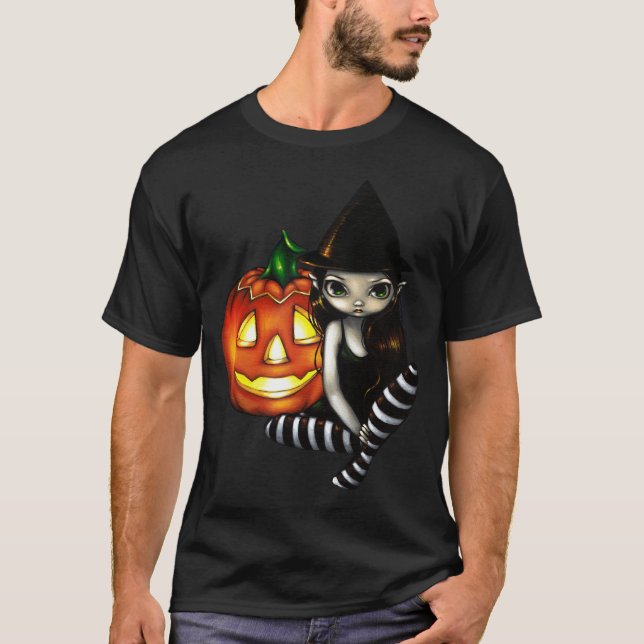 Halloween Night cute gothic witch  & pumpkin Shirt (Front)