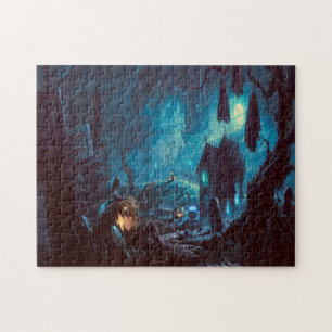 Halloween Night Full Moon Haunted Graveyard Jigsaw Puzzle