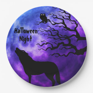 Halloween Night Fullmoon Paper Plate