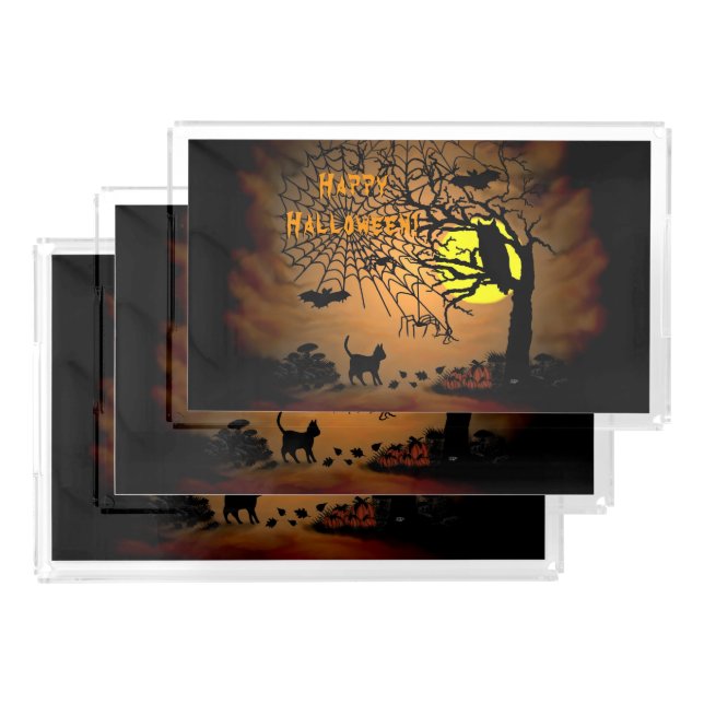 Halloween Night , Happy Halloween! Acrylic Tray (Set)