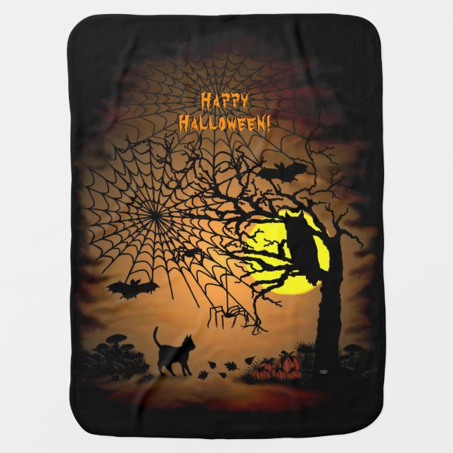 Halloween Night , Happy Halloween ! Baby Blanket (Front)