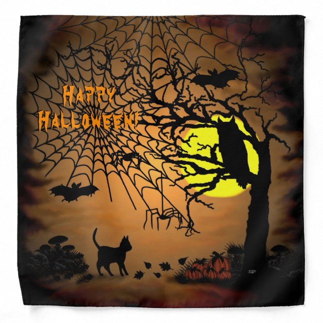 Halloween Night , Happy Halloween ! Bandana (Front)