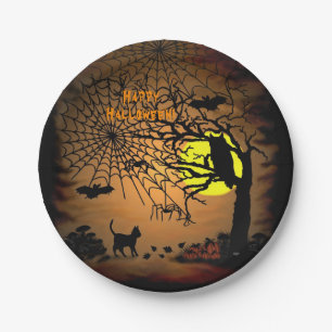 Halloween Night , Happy Halloween ! Paper Plates