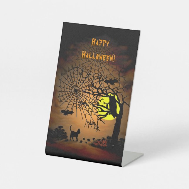 Halloween Night , Happy Halloween! Pedestal Sign (Front)