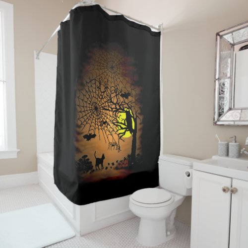 Halloween Night  Happy Halloween Shower Curtain