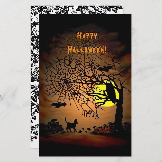 Halloween Night Happy Halloween! Stationery Paper  (Front/Back)