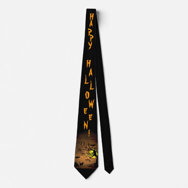 Halloween Night , Happy Halloween ! Tie (Front)