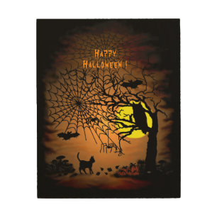 Halloween Night , Happy Halloween ! Wood Wall Art