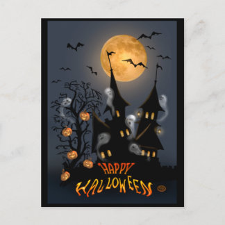 Halloween Night Haunted Vampire Castle postcard
