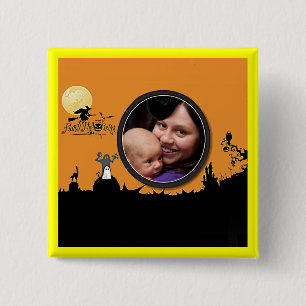 Halloween Night in Orange Glow Add Your Photo Button
