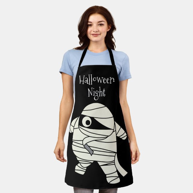 Halloween Night Mummy Black And White Apron (Worn)