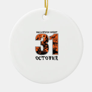 Halloween Night October Haunted House Witch Pumpki Ceramic Ornament