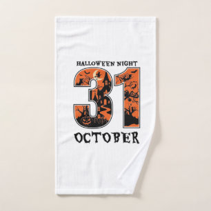 Halloween Night October Haunted House Witch Pumpki Hand Towel