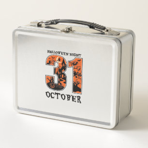 Halloween Night October Haunted House Witch Pumpki Metal Lunch Box