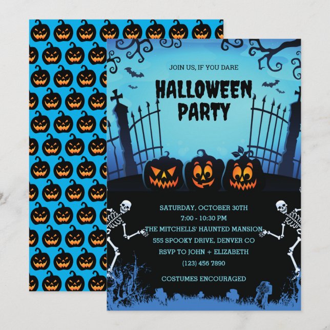 Halloween Night Party Invitation (Front/Back)