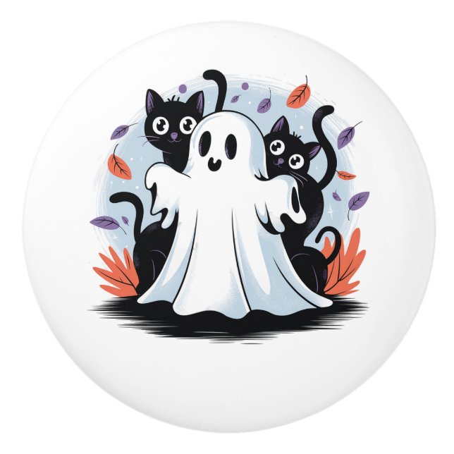 Halloween Night Prowl  Ceramic Knob (Front)