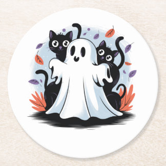 Halloween Night Prowl  Round Paper Coaster